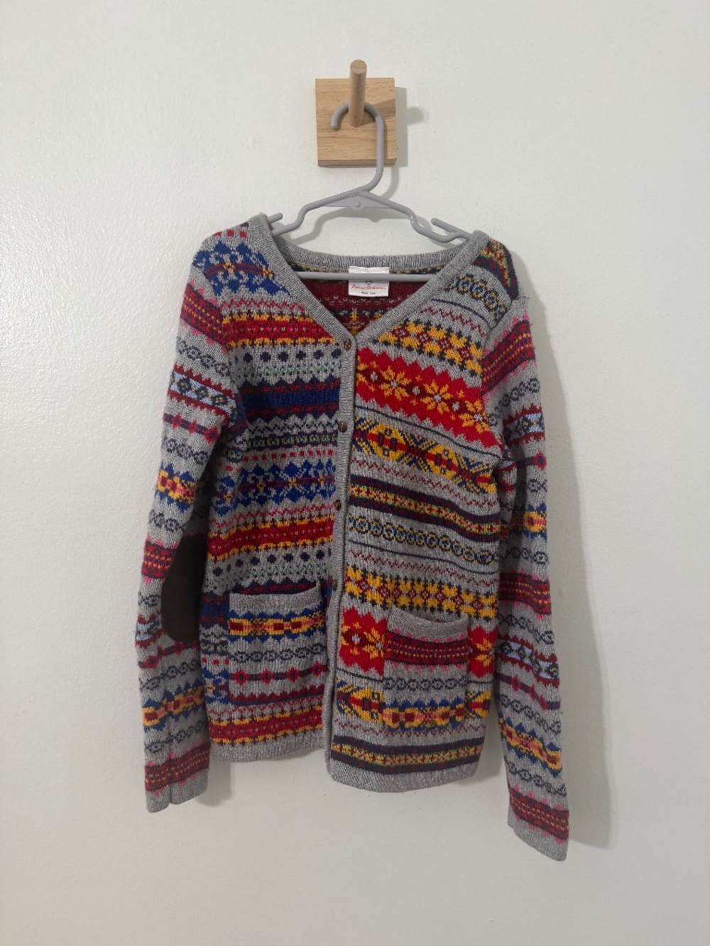 Hanna Andersson Fair Isle Cardigan Sweater Multicolor Nordic Button Front 140